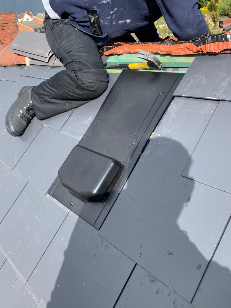 Fitting new vent tiles to roof in dudley